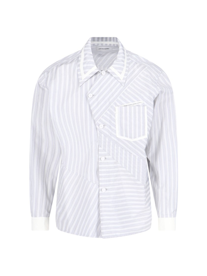 Kiko Kostadinov Gray Cotton Asymmetric Striped Shirt