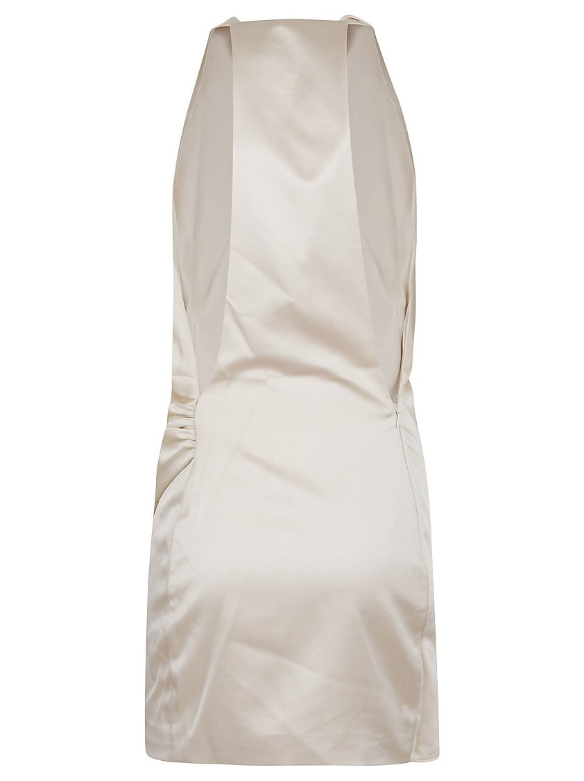 The Andamane Draped Cowl Neckline Mini Dress