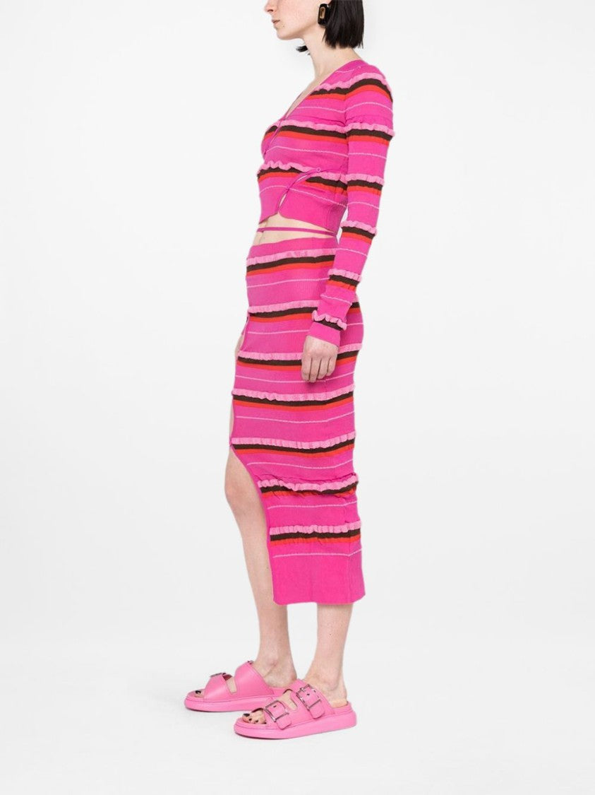 Jacquemus Asymmetrical Pink Knitted Midi Skirt