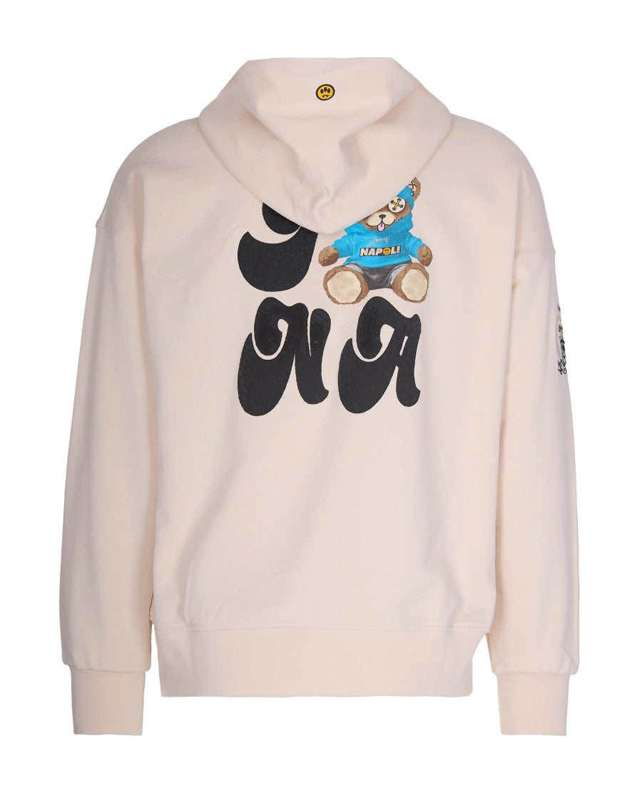 Barrow Oversized Cream Hoodie With Graphic Print