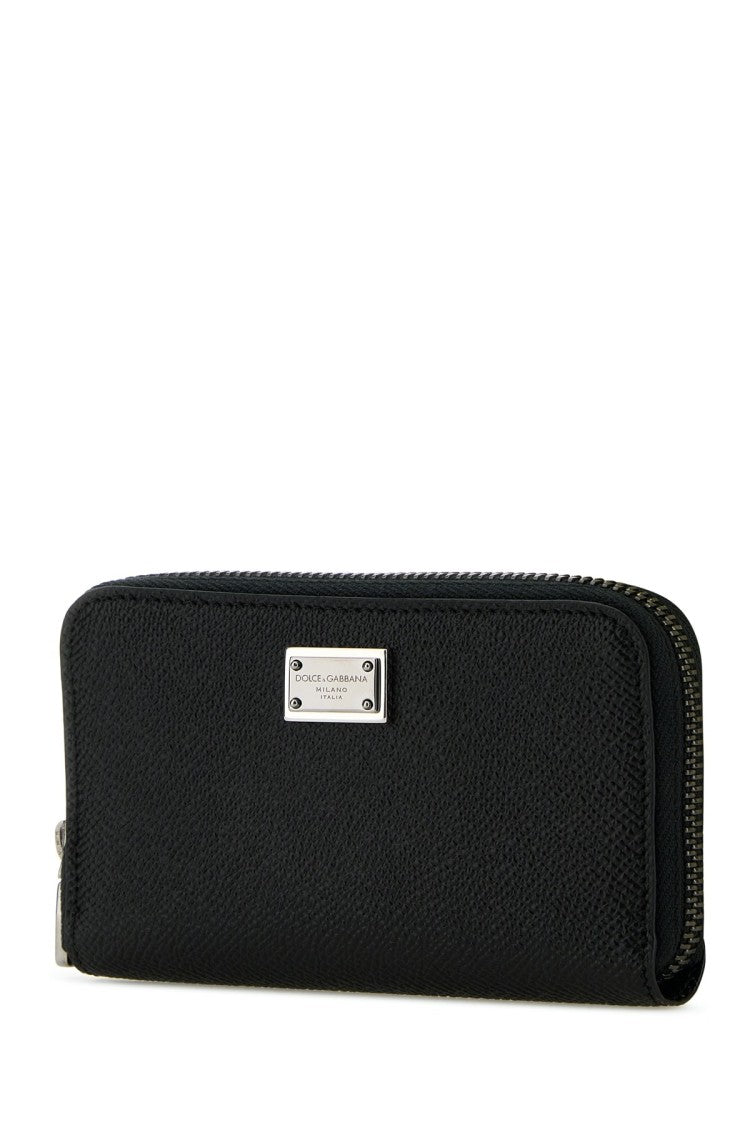 Dolce & Gabbana Textured Zip-Around Wallet With Logo Plaque