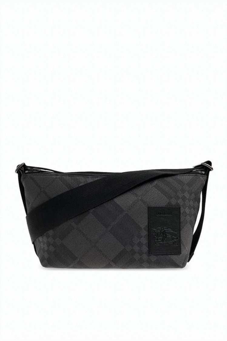 Burberry Black Rectangular Checkered Print Shoulder Bag