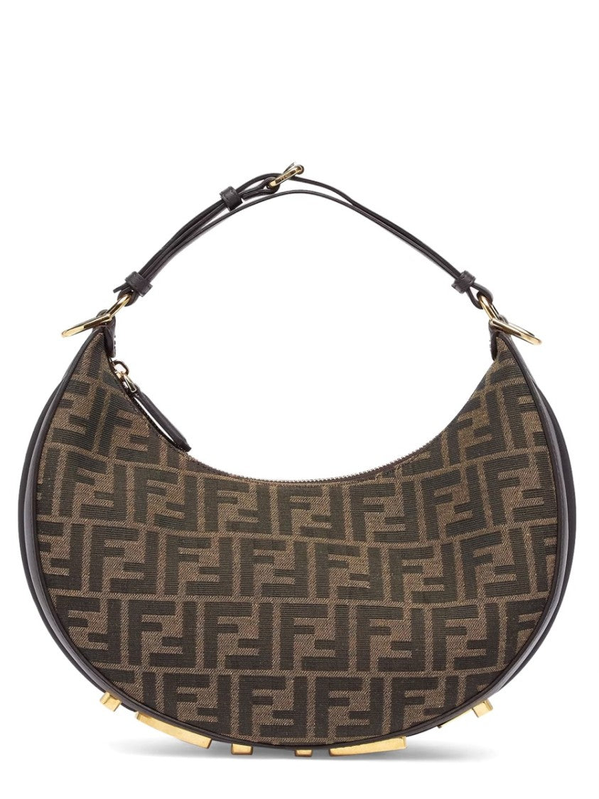 Fendi Small Crescent-Shaped Shoulder Bag With Signature Monogram Pattern
