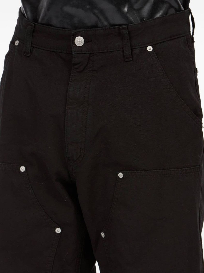 Mm6 By Maison Margiela Black Jeans With Multi-Pocket Design And Silver Rivets