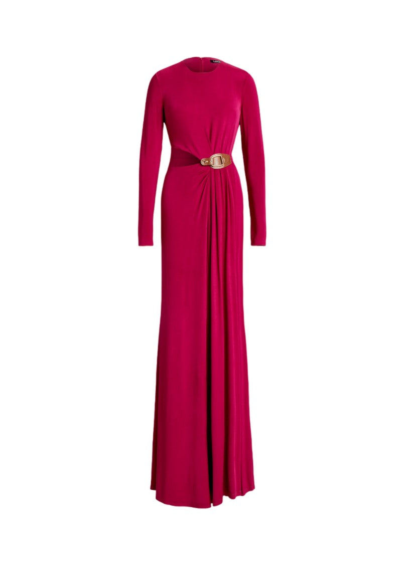 Lauren Ralph Lauren Floor-Length Red Dress With Cutout Waist