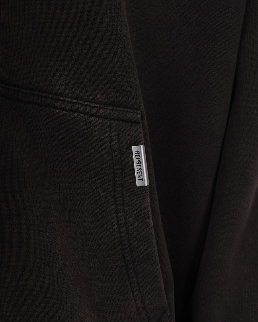 Represent Boxy Zip Hoodie In Rich Coffee Cotton