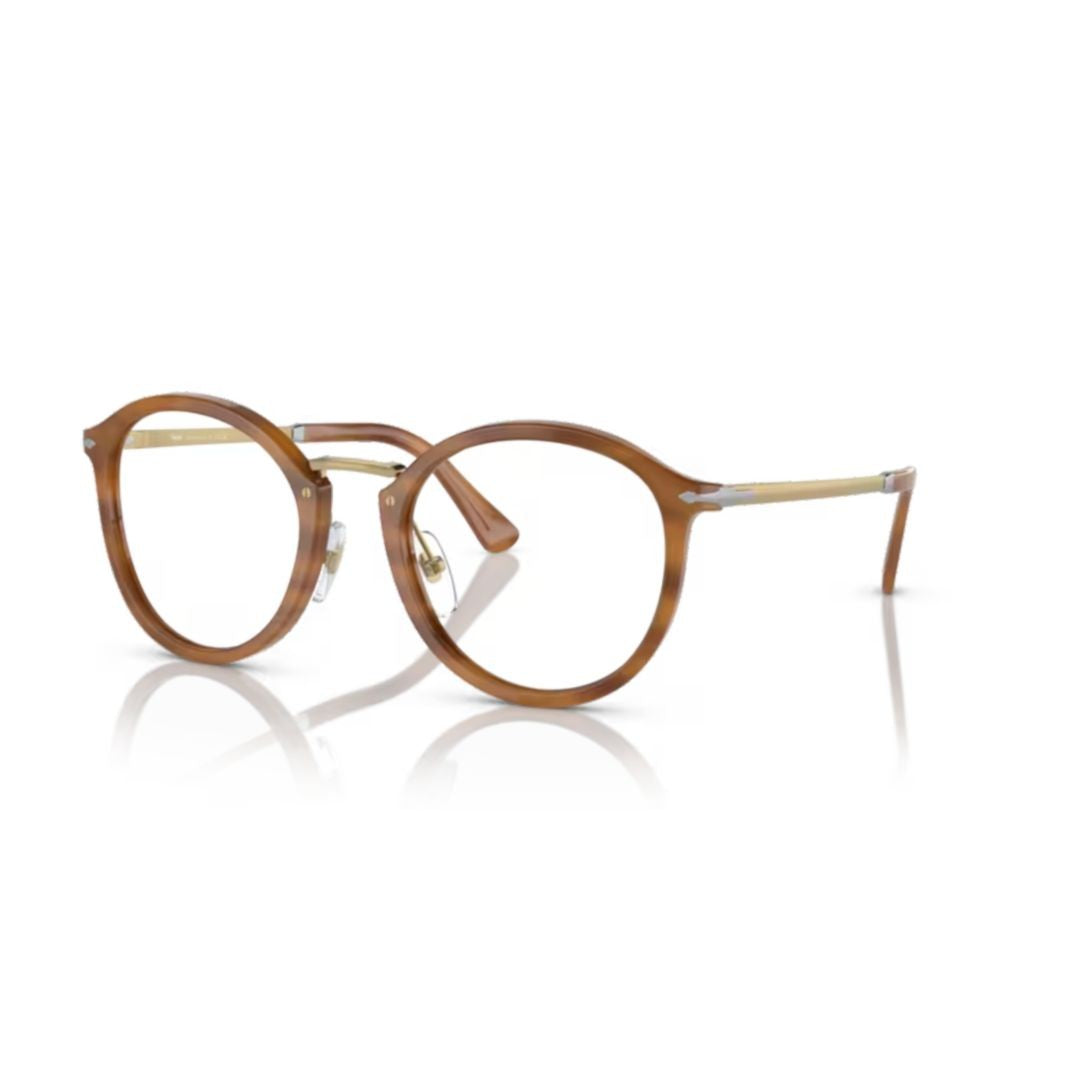 Persol 3309V Vista Round Acetate Eyeglasses With Gold-Tone Accents