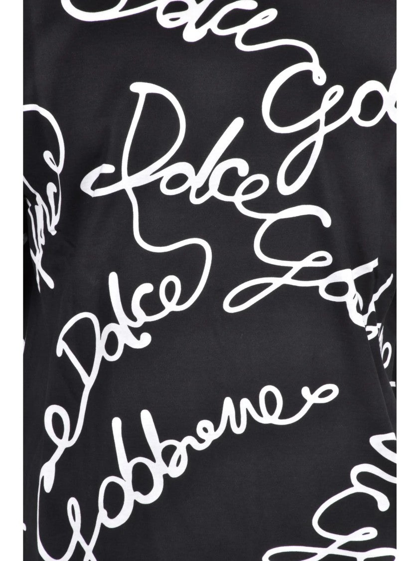 Dolce & Gabbana Black/White Two-Tone Bold Script Cotton T-Shirt