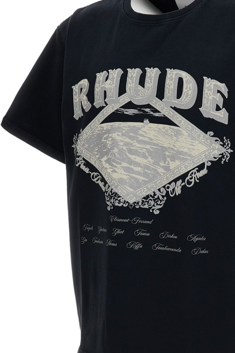 Rhude Oversized Crew Neck T-Shirt With Vintage Dakar Convoy Print