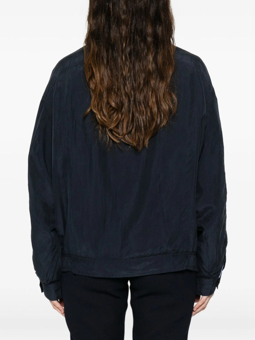 Prada Seta Lavata Button-Up Minimalist Jacket