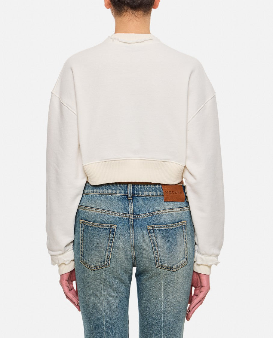 Alexander Mcqueen White Cropped Sweatshirt