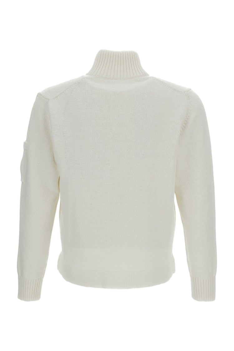 C.P. Company White Cotton Zipped Cardigan