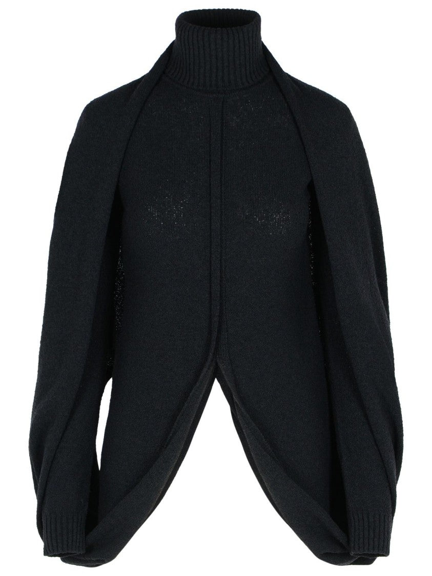 Sportmax Adepto' Black Virgin Wool Blend High Neck Sweater