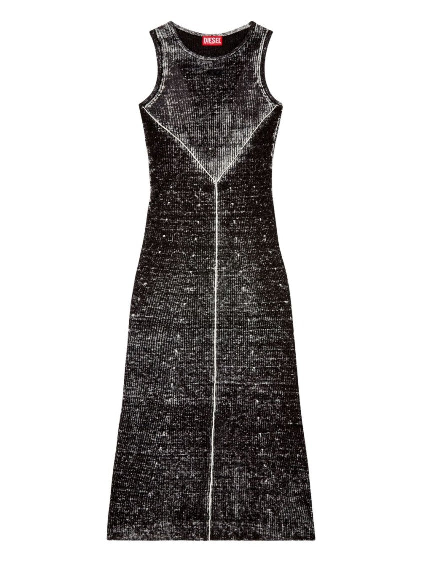 Diesel Sleeveless Textured Maxi Dress With Fitted Silhouette