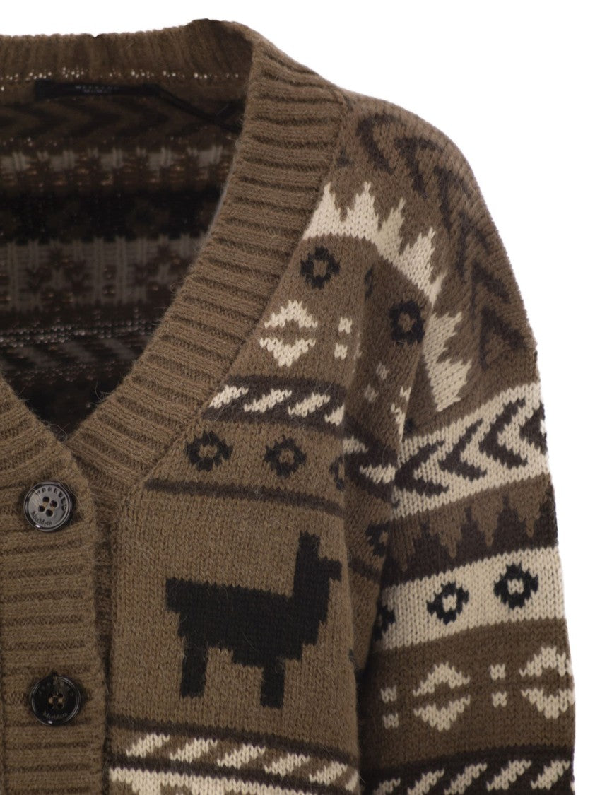 Max Mara Ovatta - Jacquard Cardigan In Alpaca And Wool