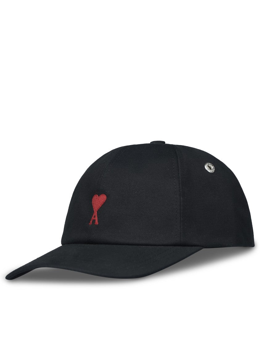 Ami Paris Quota Red Ami De Coeur Black Cotton Cap