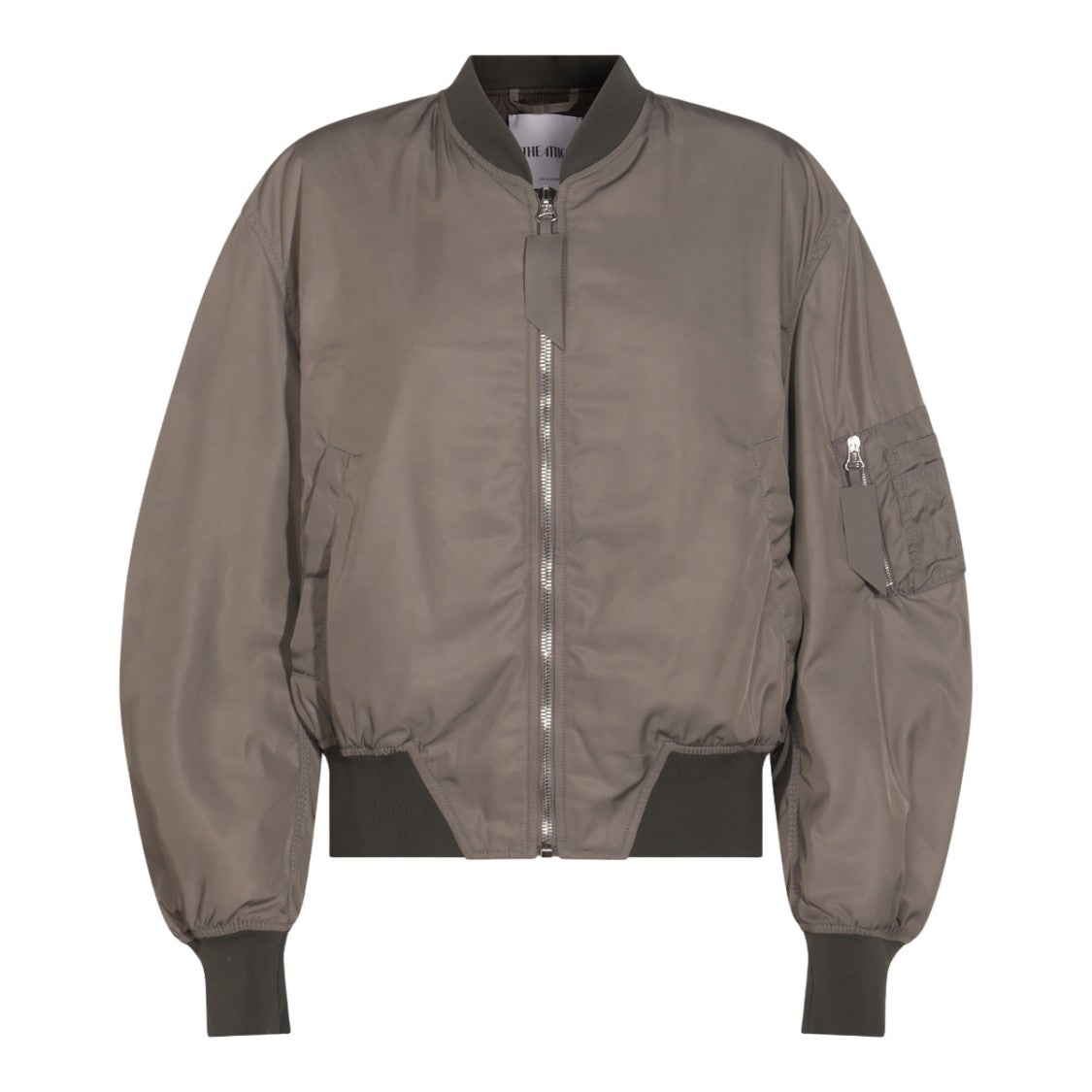 The Attico Oversized Grey Bomber Jacket With Contrasting Details