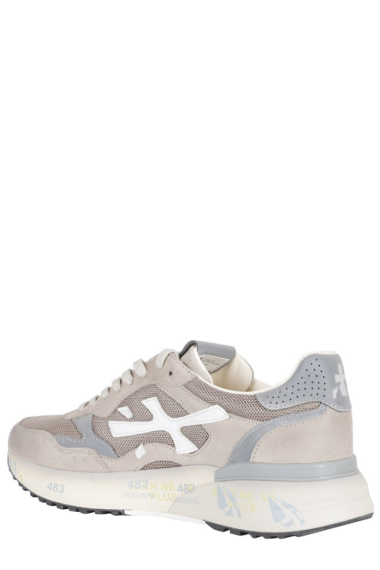 Premiata Taupe Mick 0.1 Iconic Side Design Leather Sneakers