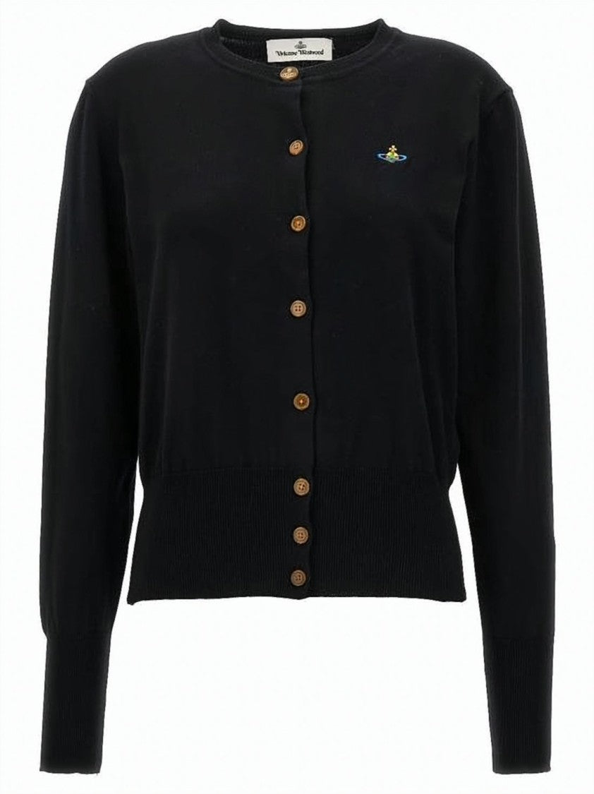 Vivienne Westwood Classic Knit Cardigan With Button-Down Front And Embroidered Emblem