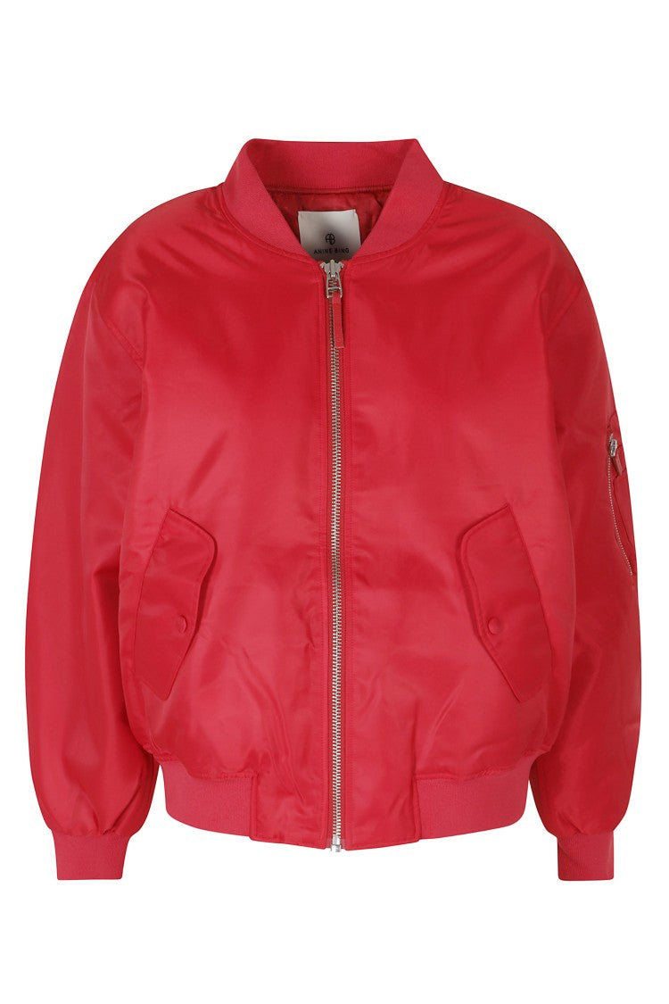 Anine Bing Red Leon Military Polyester Bomber Jacket