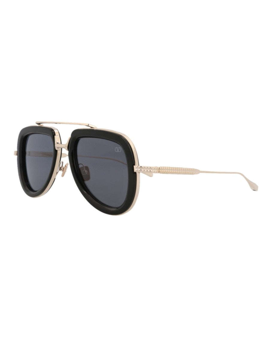Valentino Aviator-Frame Acetate And Metal Sunglasses With Textured Temples