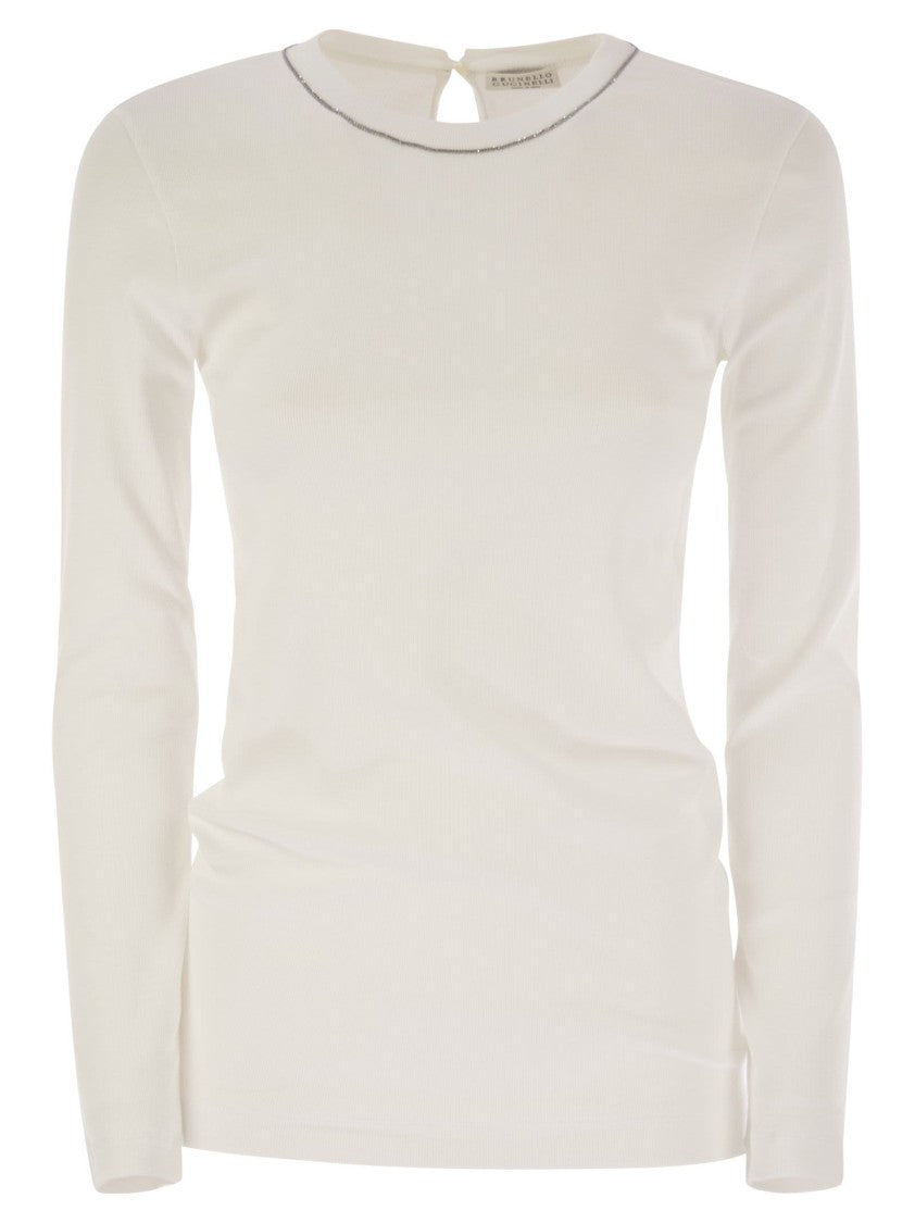 Brunello Cucinelli Ribbed Stretch Cotton Jersey T-Shirt