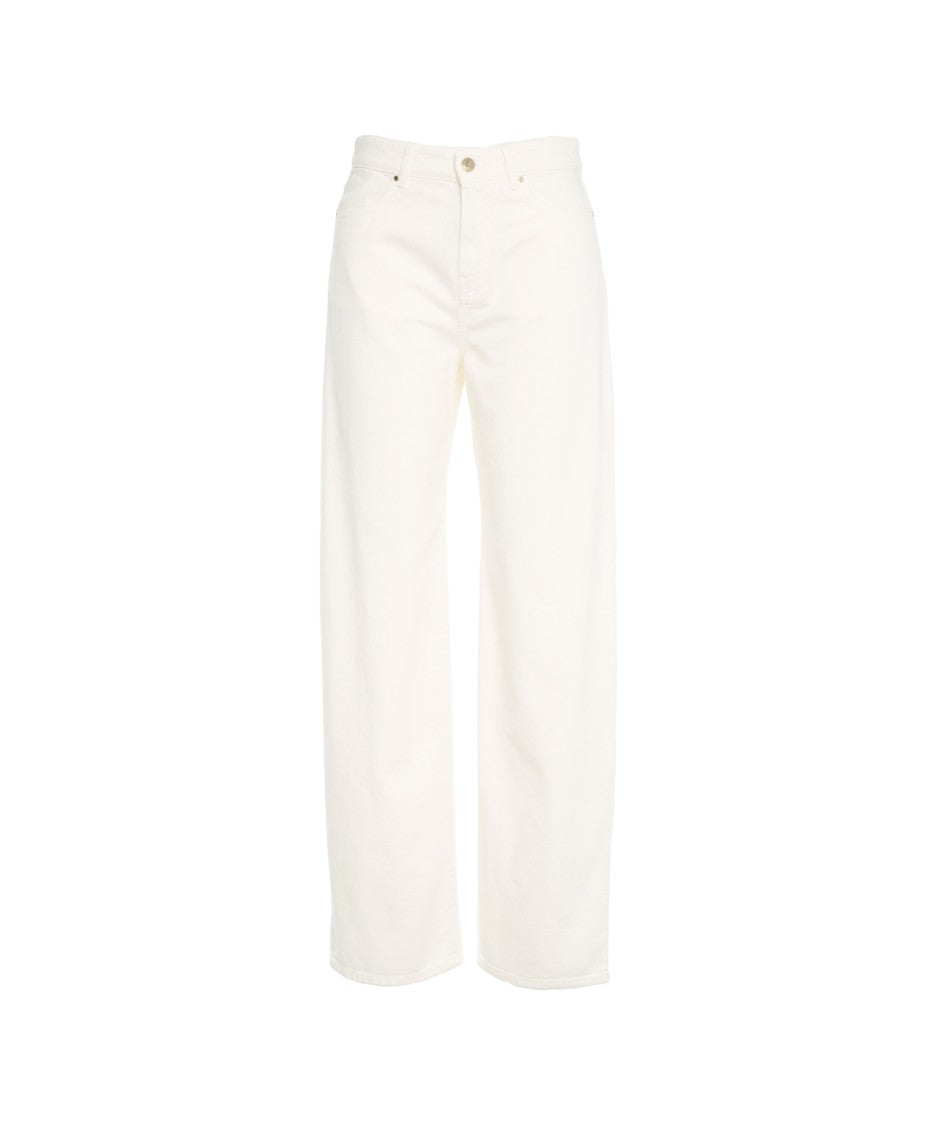Max Mara High-Waisted White Wide-Leg Jeans With Classic Five-Pocket Design