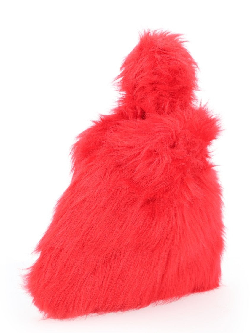 Msgm Triangular Plush Handbag With Rounded Top Handle