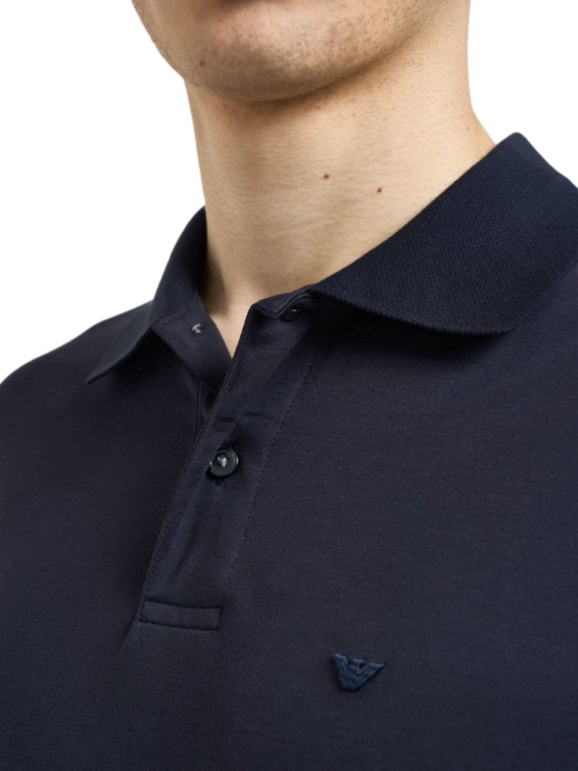 Emporio Armani Blue Logo Detail Polo Shirt