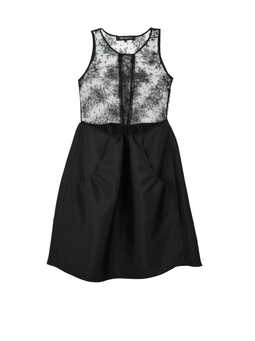Ter Et Bantine Black Lace Bodice Poppy Skirt Midi Dress