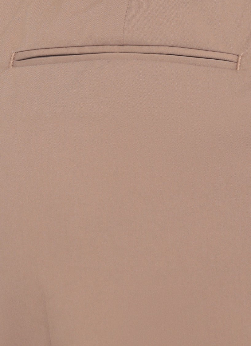 Pt Torino Brown Elastic Waist Cotton-Blend Formal Pants