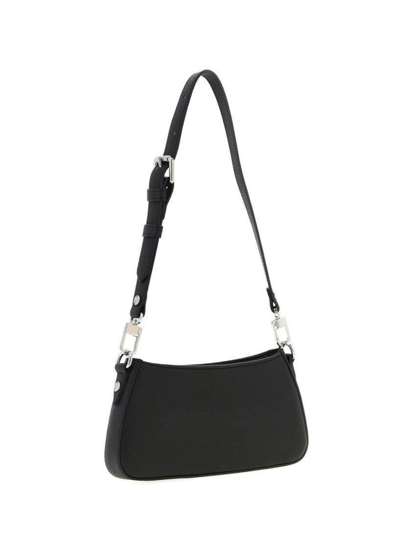 Vivienne Westwood Black Top Zip Adjustable Leather Bag