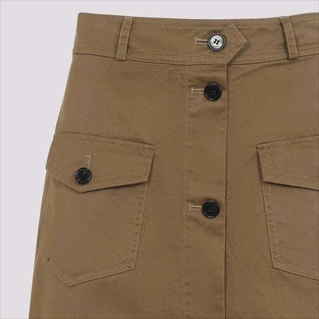 Saint Laurent Straight-Silhouette Midi Skirt With Front Button Closure