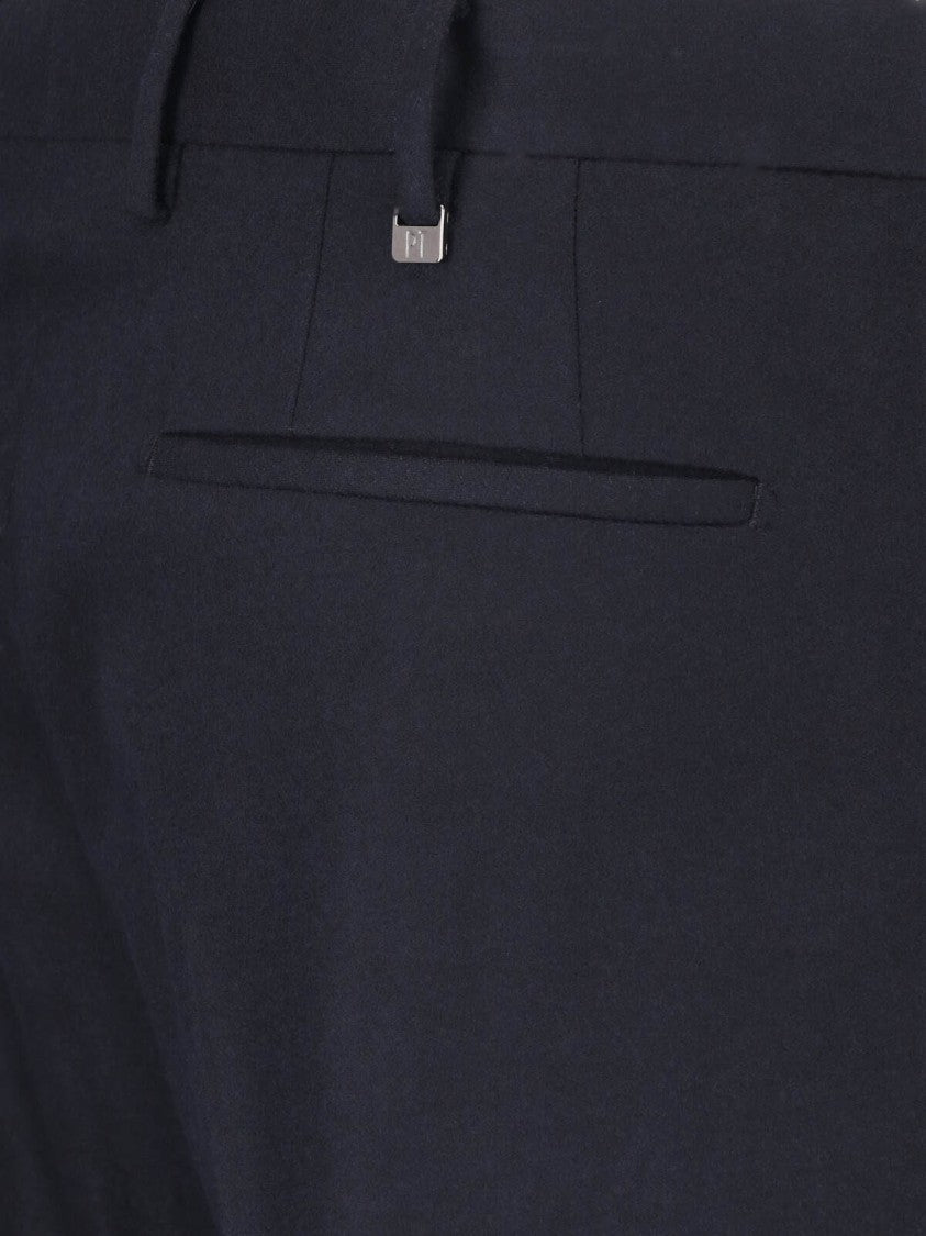 Pt Torino Black High-Waisted Pleated Wool-Cashmere Formal Pants