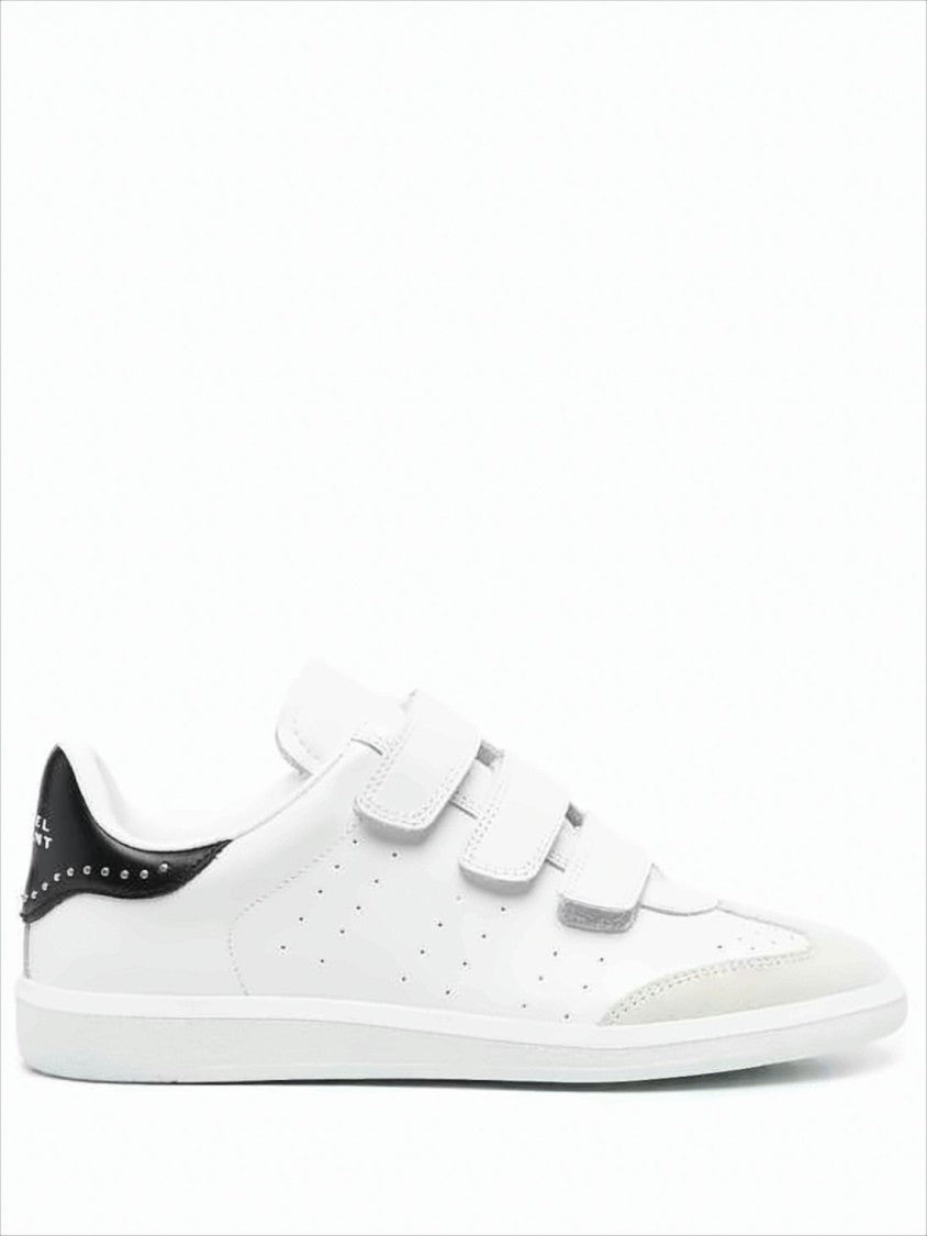 Isabel Marant Perforated White Leather Sneakers With Velcro Straps