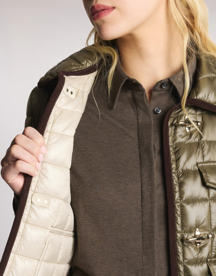 Fay Quilted Cropped Jacket With Hook-And-Automatic Clasps