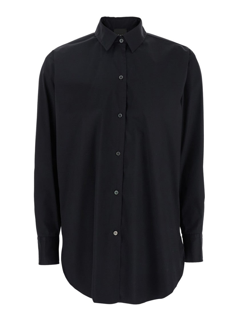 Plain Black Shirt With Classic Collar
