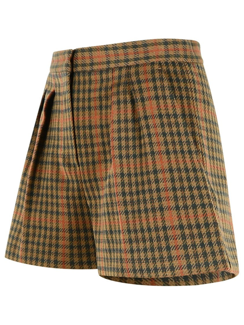 Max Mara Prince Of Wales Check Wool Blend Jersey Shorts