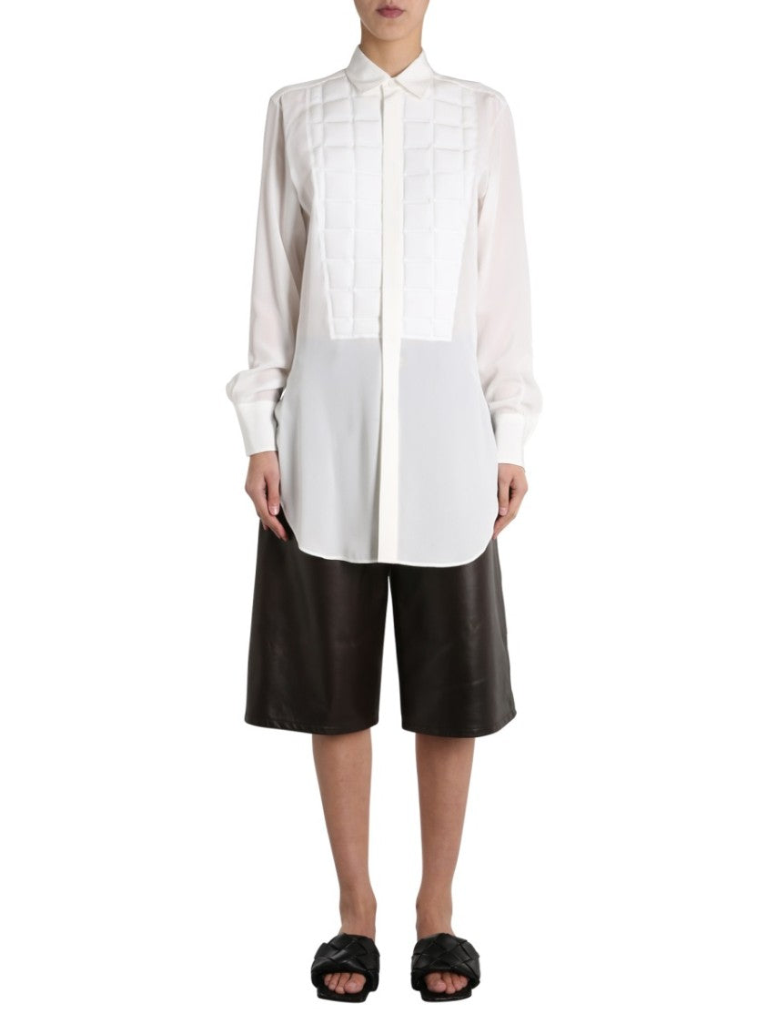 Bottega Veneta Structured Quilted Silk Shirt With Button Closure