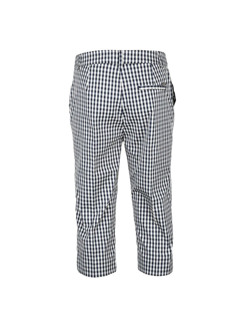 Liu Jo White/Blue Gingham Capri Length Bermuda Shorts