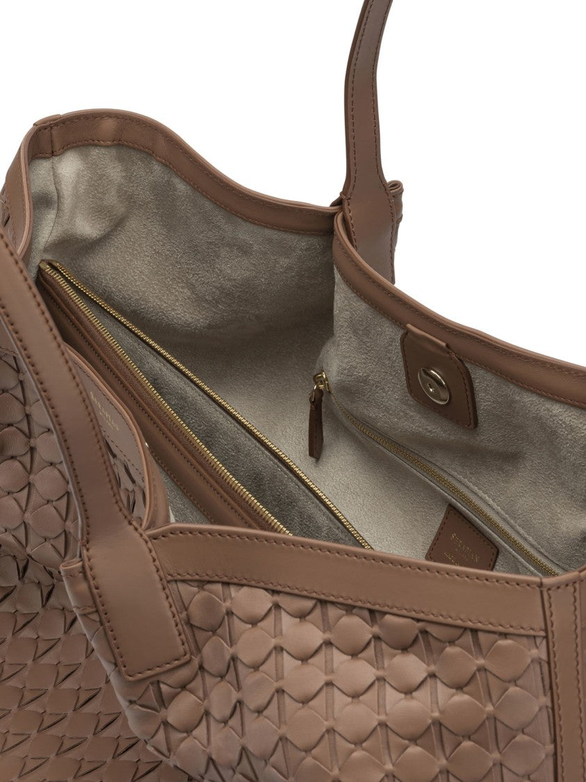 Serapian Textured Nappa Leather Large Shoulder Bag