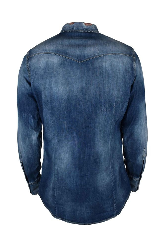 Dsquared2 Washed Blue Denim Western Shirt