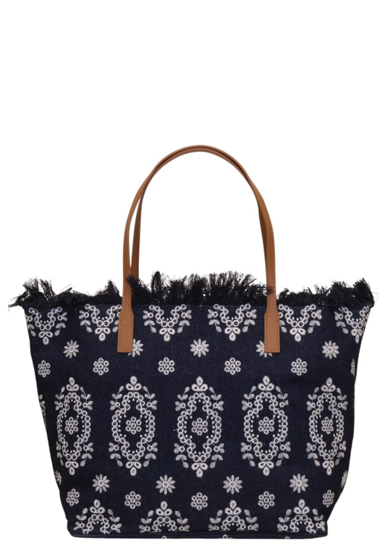 Mc2 Saint Barth Large Tote Bag With Floral Embroidery