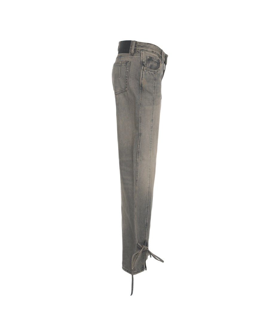 Won Hundred Wide Leg Jeans With Adjustable Hem Ties And Classic Five-Pocket Design