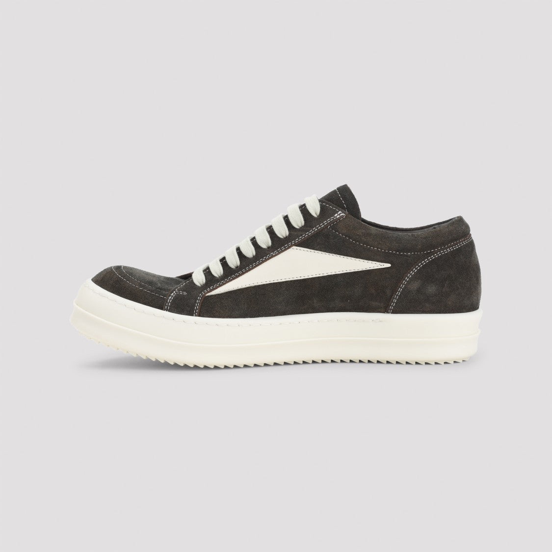 Rick Owens Indigo Blue Suede Leather Vintage Sneakers With Contrasting Details