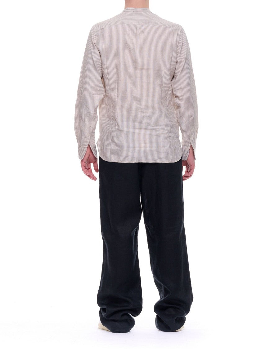 Cellar Door Black Relaxed Fit Owen Linen Trousers