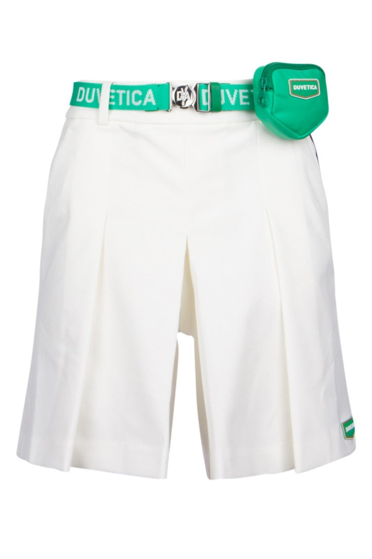 Duvetica Tailored White Shorts With Pleats