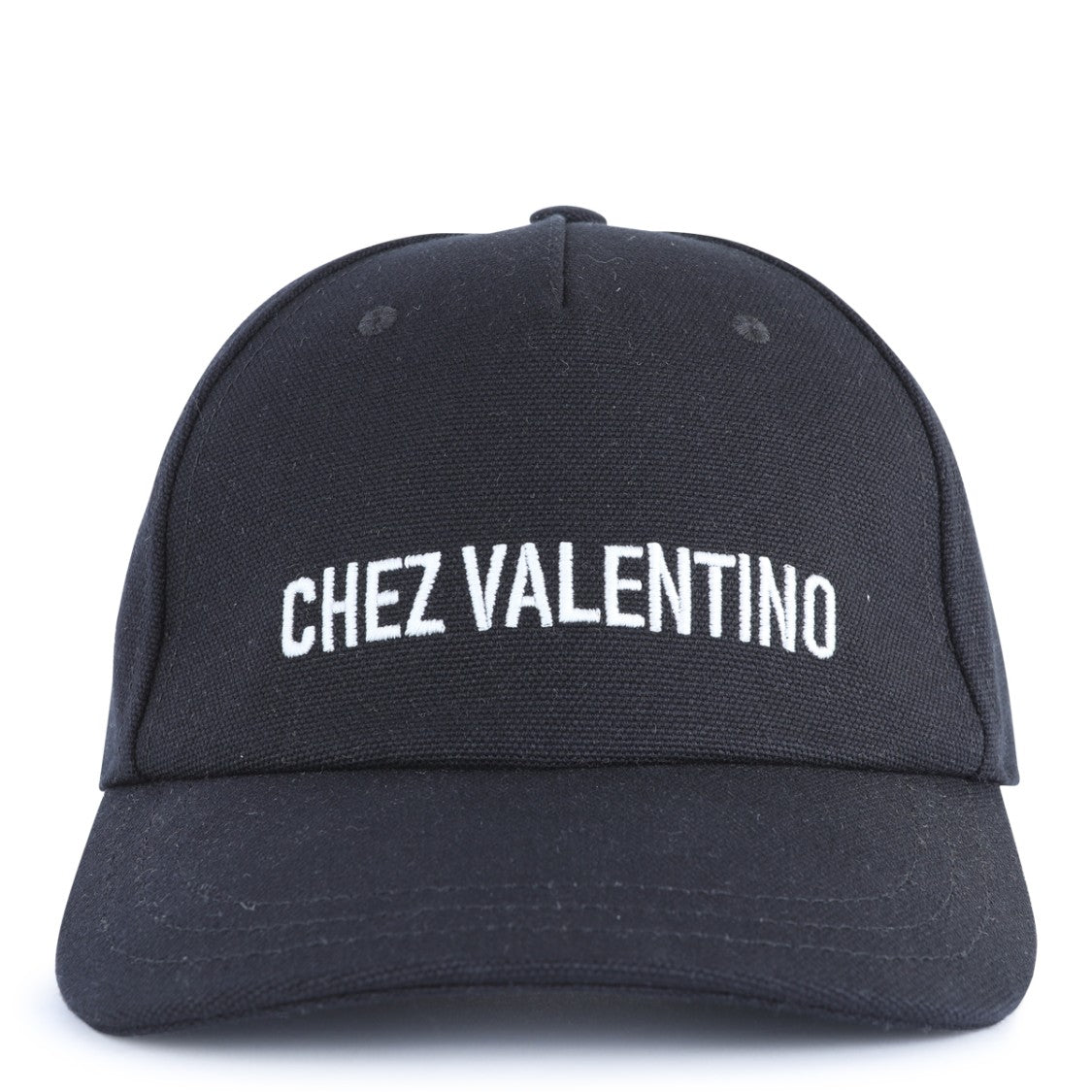 Valentino Garavani Black Cotton Round Trim Hat