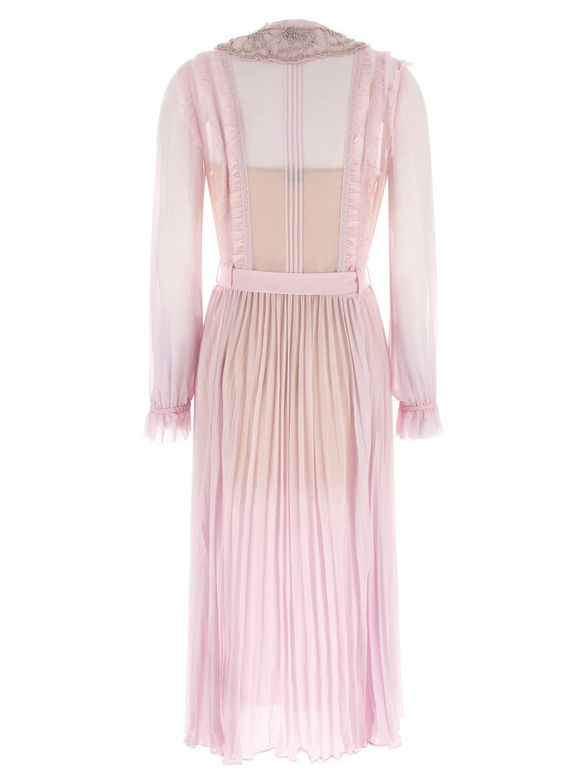Self-Portrait 'Pink Pleated Georgette Midi' Dresses