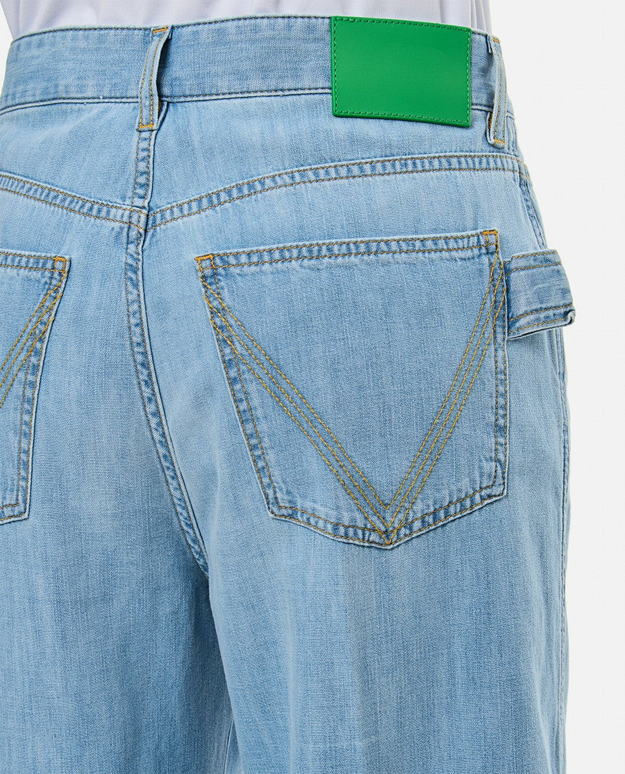 Bottega Veneta Bleached Light Wide Leg Denim Pants
